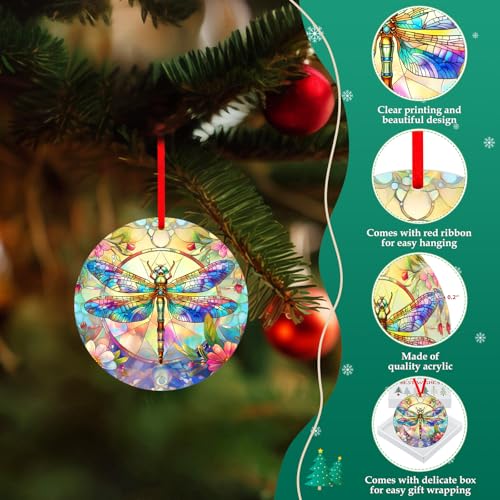 Dragonfly Christmas Tree Ornament Acrylic Hanging Xmas Decoration Gift