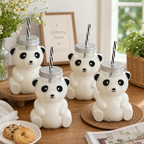 Kids Panda Drink Bottles with Straw - Christmas 20 Pack