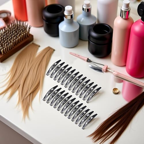 Seadiquiet 24Pcs Large Metal Snap Hair Clips - 2.16 Inch Black No-Slip Hair Barrettes for Styling and Makeup