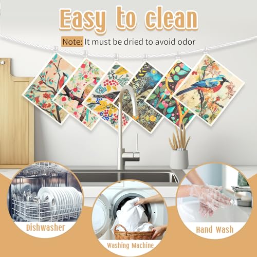 Swedish Dishcloths Set - 6-Pack Reusable Kitchen Towels with Clips