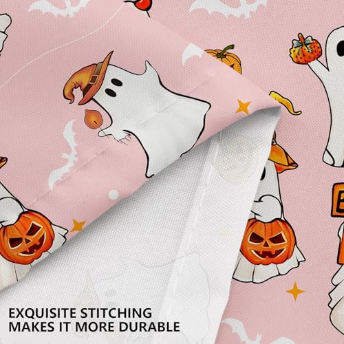 Pink Halloween Shower Curtain with Cute Ghosts - 72x72 Inches