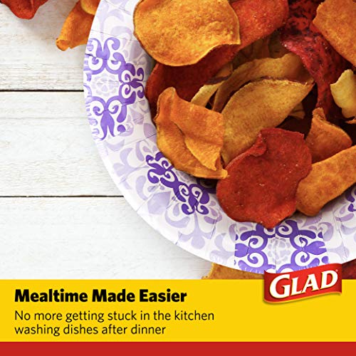 Glad 12 oz Purple Victorian Disposable Paper Bowls - Heavy Duty & Soak-Proof, 20 Count