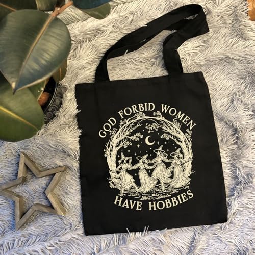 Cute Witchy Canvas Tote Bag for Women - Funny Spooky Gift