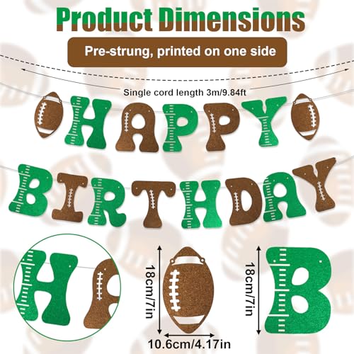 Football Birthday Banner - Pre-Strung Glitter Party Decoration