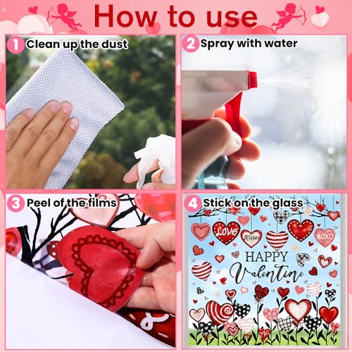 Valentine's Day Window Clings Stickers - 6 Sheets Oil Painting Heart Decals