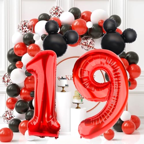 40 Inch Red Number 9 Balloon with Mini Mouse Head for Birthday Decor