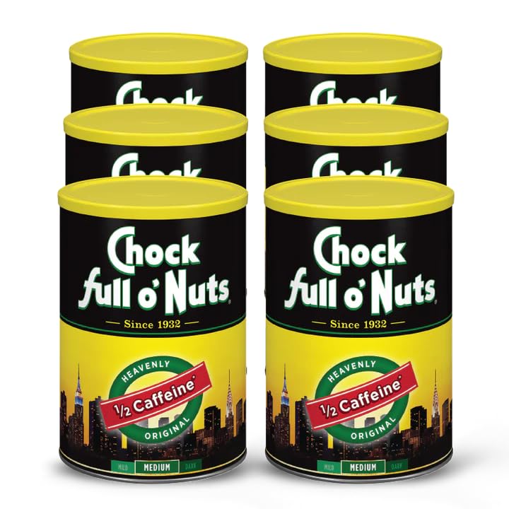 Chock Full o' Nuts Heavenly Half Caffeine Ground Coffee, 6-Pack 10.3oz
