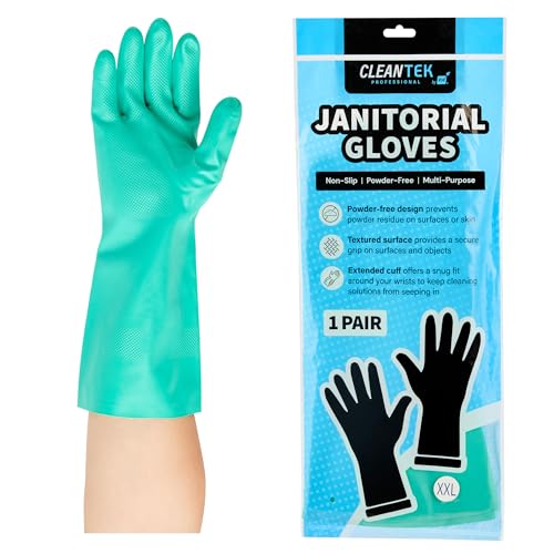 XXL Nitrile Cleaning Gloves - Heavy-Duty, Chemical-Tolerant, Long Cuff
