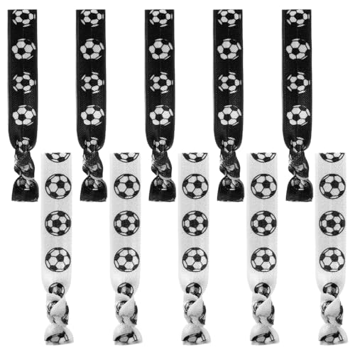 Nogeqi 10 Pcs Soccer Hair Ties Elastic No Crease Ribbon for Girls