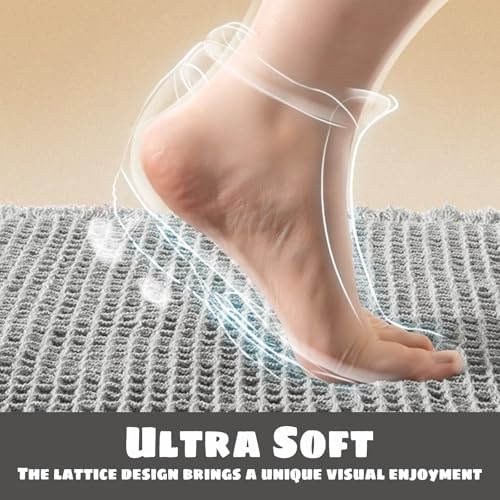 Waffle Knit Bath Mat - 16x24 Inch Non-Slip Washable Bathroom Rug
