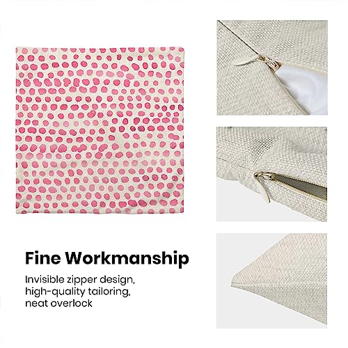 Pink Polka Dot Pillow Covers 18x18 Set of 2, Preppy Boho Throw Pillow Cases