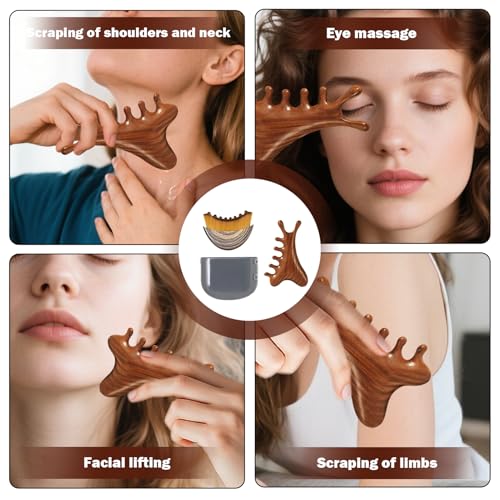 Lymphatic Contour Face Brush & Wooden Facial Massage Tool Set