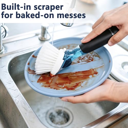 Dish Brush Replacement Heads for OXO - 4 Pack, White Stiff Nylon Bristles