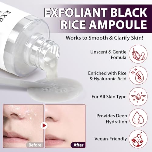 Black Rice Peeling Glow Ampoule 100ml – Gentle Exfoliating Face & Body Serum with Hyaluronic Acid