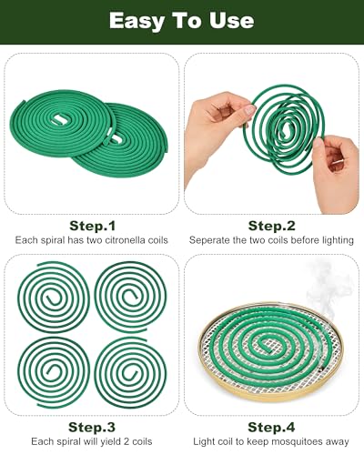 Citronella Incense Coils for Outdoors - 20 Count with Stand