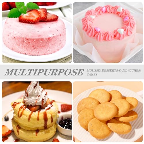 4-Pack 3-Inch Stainless Steel Baking Ring Molds with Pusher for Cake & Pastry Making