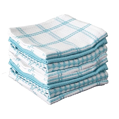 T-Fal Waffle Dish Cloths - 100% Cotton Kitchen Towels, 8-Pack (Breeze)
