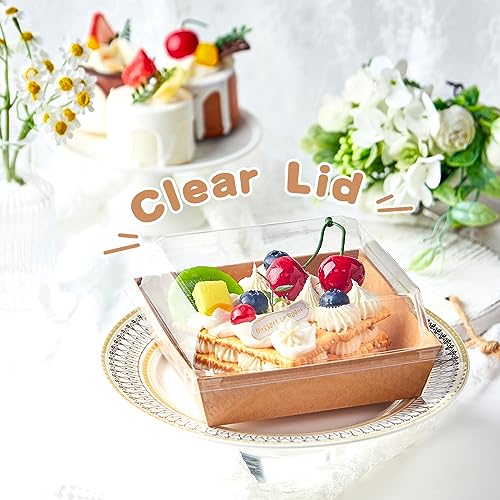 5-Inch Brown Charcuterie Boxes with Clear Lids - 20 Pack