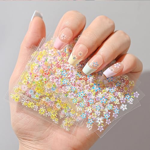 30 Sheets Flower Nail Art Stickers 3D Colorful Floral Daisy Decals