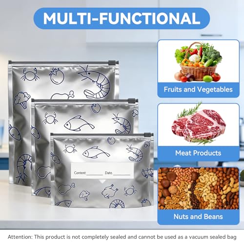 30-Pack Aluminum Foil Storage Bags with Leakproof Zipper Seal