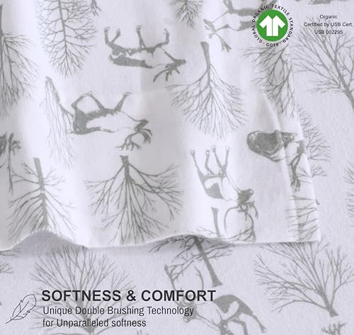 Reindeer Rush Organic Cotton Flannel Bed Sheet Set Full Size