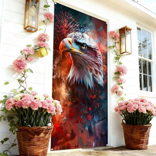 Large Patriotic 4th of July Door Cover - American Flag Banner