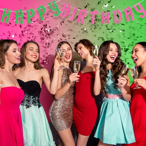 Witch Birthday Banner - Pink & Green Party Decorations