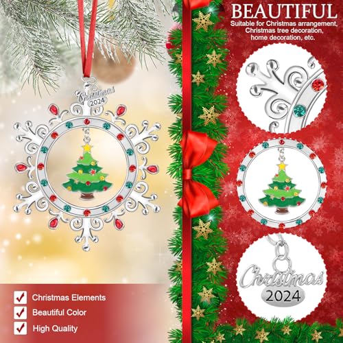 Large Silver Snowflake Ornament 2024 Christmas Tree Decor Hanging Keepsake