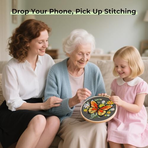 HTVRONT Butterfly Embroidery Kit for Beginners with Video Tutorials