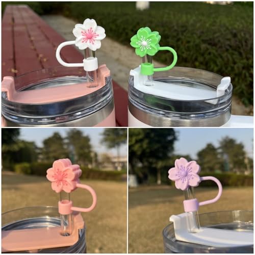 Flower Silicone Straw Covers for Stanley Cups - 5 Pack
