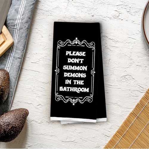 Funny Gothic Waffle Hand Towels for Bathroom Decor - 16x24 Inch