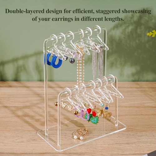 NiHome Clear 2-Tier Earring Holder Organizer - 48 Pairs Without Tray