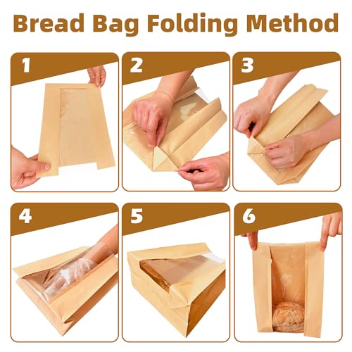 Homrelaxy 60 Pcs Large Paper Bread Bags with Window for Sourdough