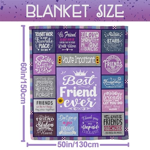 Cozy Best Friend Blanket Gift for Women, 60x50 Flannel Throw