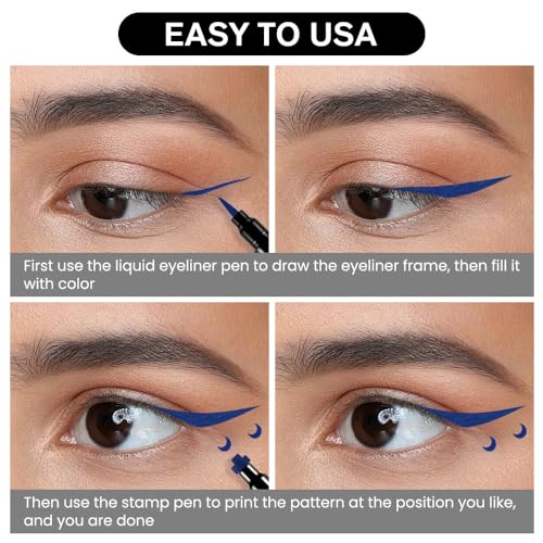 BINGBRUSH Double-Head Liquid Eyeliner Pencil & Moon Stamp - Blue