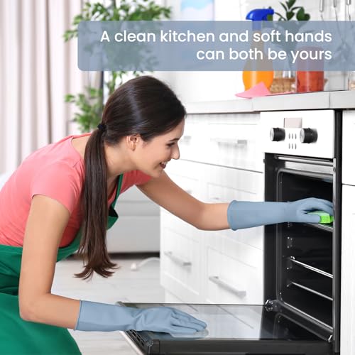 Reusable Rubber Cleaning Gloves - Boho Style, Medium Size (4 Pairs)