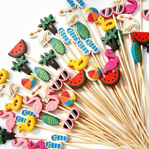 100pcs Summer Tropical Cocktail Picks with Slipper Design – Luau Party Decor