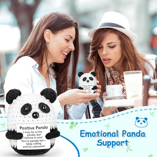 Black Positive Crochet Panda Plush Toy - Handmade Emotional Support Gift for Women & Men