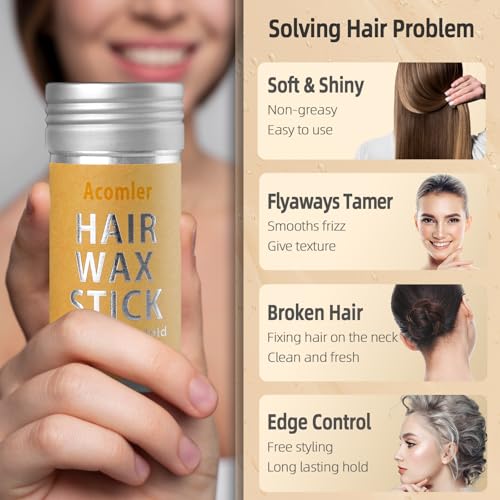 Acomler Hair Wax Stick for Flyaways & Edge Control - 2.7oz Non-Greasy Styling Pomade