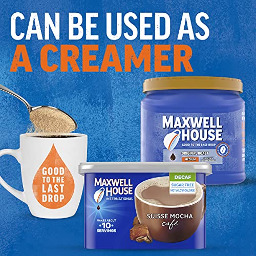 Maxwell House Suisse Mocha Decaf Instant Coffee Mix - Sugar Free, 4 oz Canister (Pack of 8)