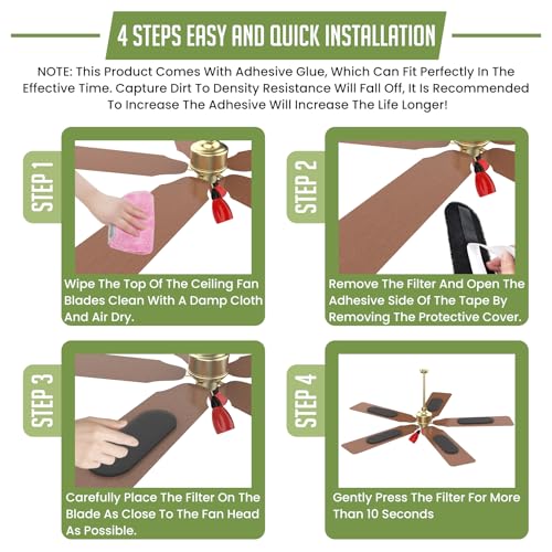 UBANU Universal Ceiling Fan Air Filters 9.84 x 3.54 Inch