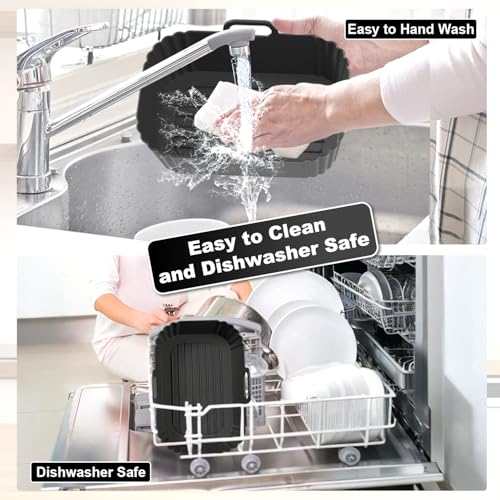 Reusable Silicone Air Fryer Liners 2 Pack - 8-10QT, Black