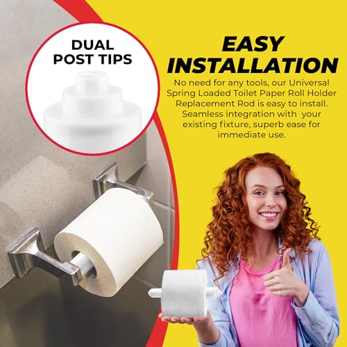 Qualihome White Spring Loaded Toilet Paper Roll Holder Replacement Rod