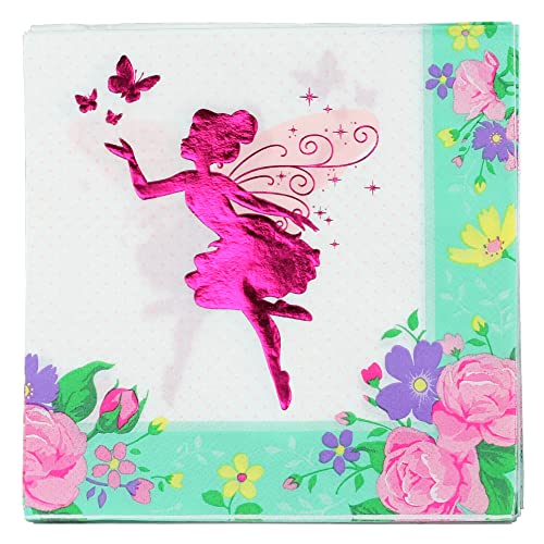 48-Count Floral Fairy Paper Napkins - Iconikal 2-Ply Disposable