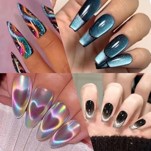 3-Piece Cat Eye Nail Art Magnet Set - Heart, Star & Y-Shape Tools