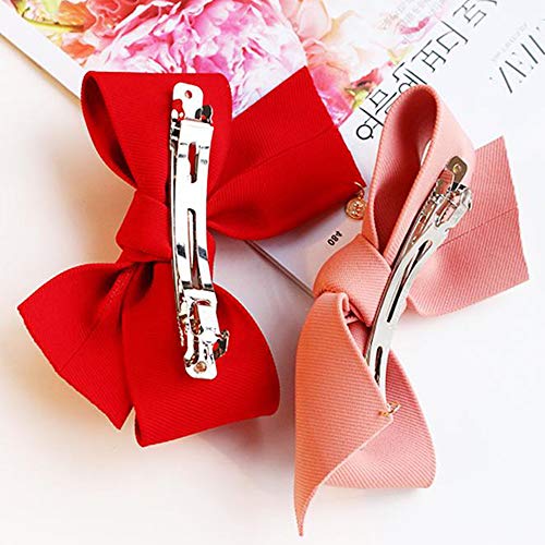 YAXAMING 2 Pcs Red Bow Hair Clips Large Bowknot Barrettes for Women