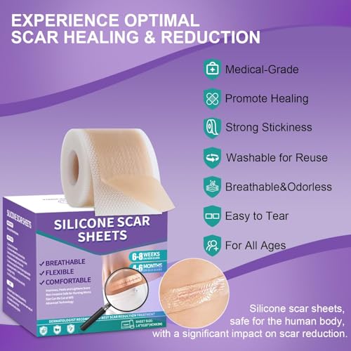 Mitgary Silicone Scar Sheets - Medical Grade Tape for C-Sections & Surgeries