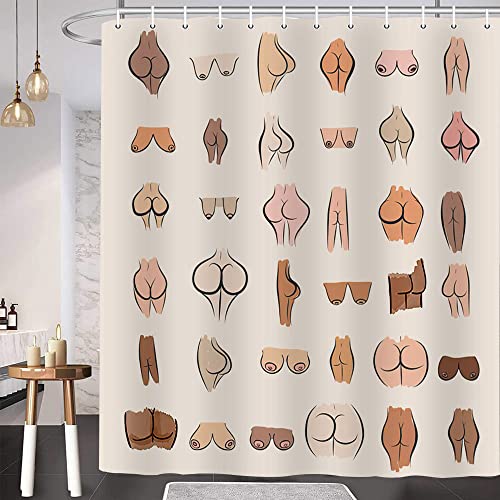 Funny Butt Shower Curtain - Waterproof Polyester Bathroom Decor 69x78