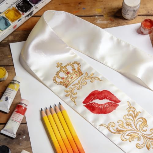 6 Pcs Premium White Satin Sashes for DIY Party Customization
