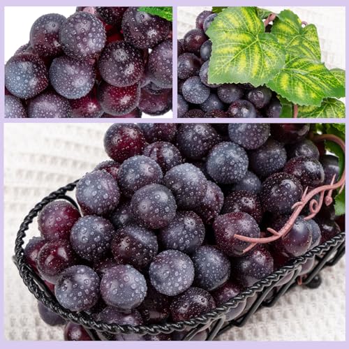 4pcs Artificial Plastic Purple Grapes - Lifelike Decor